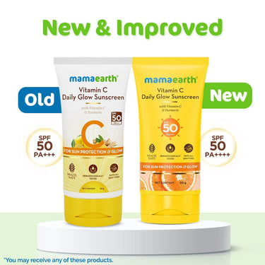 Mamaearth Vitamin C Daily Glow Sunscreen with Vitamin C & Turmeric | For Sun Protection, Tan Protection & Glow | SPF 50 & PA++++ Protection | No White Cast | Lightweight & Non-Sticky | Brightens Skin | For All Skin Types | 50 g x 2